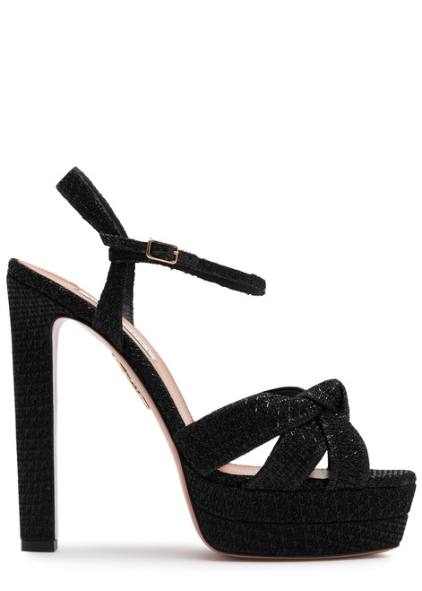 AQUAZZURA-Nina 85 metallic woven platform sandals