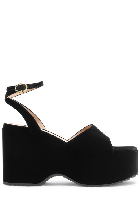 GIANVITO ROSSI-Thalia 110 velvet platform wedge sandals