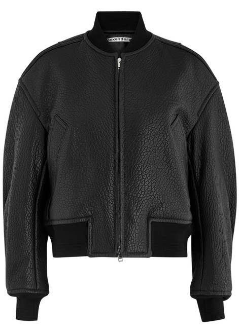 ALEXANDER WANG-Padded pebbled leather bomber jacket