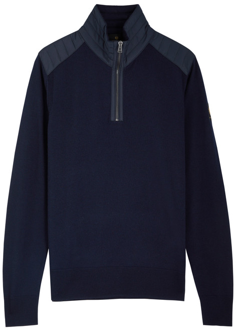 BELSTAFF-Kilmington half-zip panelled wool jumper 