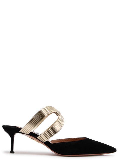 AQUAZZURA-Esencia 50 sculpted suede mules