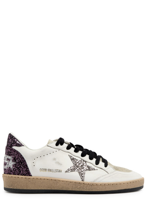 GOLDEN GOOSE-Ball Star distressed panelled leather sneakers