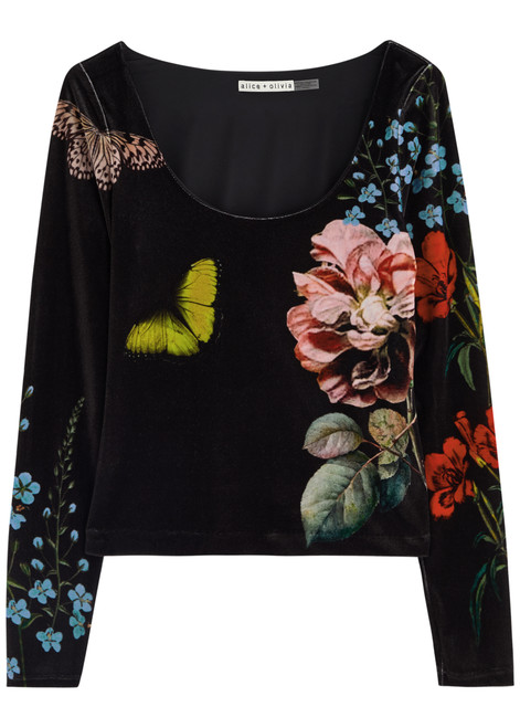 ALICE + OLIVIA-Delaina printed velvet top