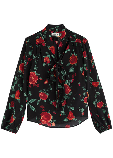 RIXO-Moss floral-print silk-chiffon blouse