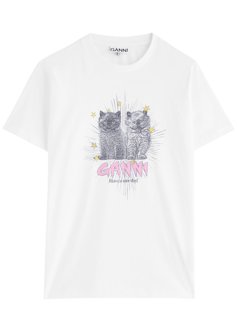 GANNI-Logo printed cotton T-shirt 