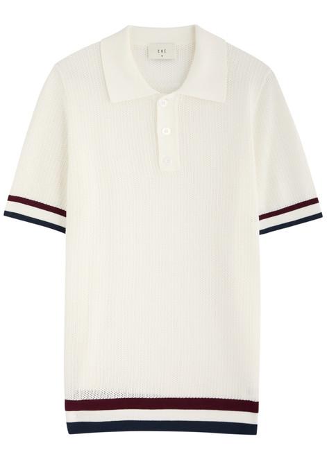 CHE-Stripe-trimmed cotton polo shirt