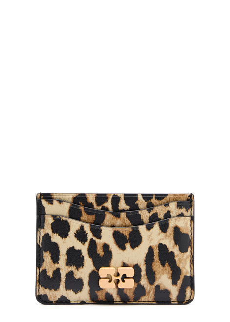 GANNI-Bou leopard-print leather card holder