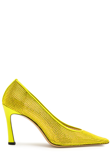 THE ATTICO-Juno 95 crystal-embellished mesh pumps 