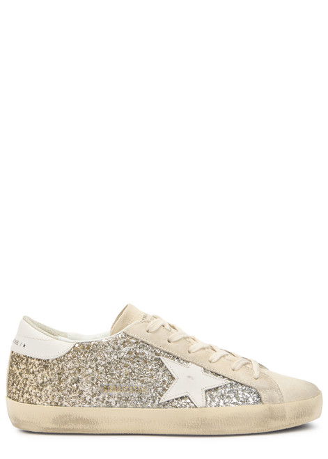GOLDEN GOOSE-Super-Star panelled glittered sneakers 