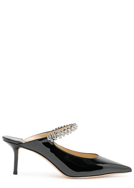 JIMMY CHOO-Bing 65 embellished patent leather mules