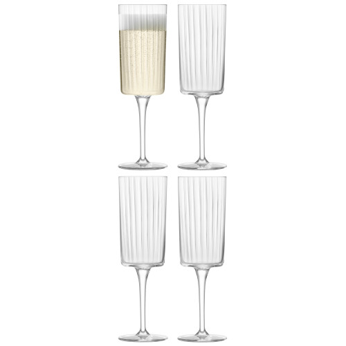 LSA INTERNATIONAL-Gio line champagne flute 210ml clear x 4