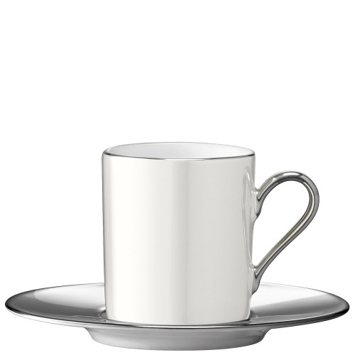 LSA INTERNATIONAL-Palazzo coffee cup & saucer 100ml pearl-platinum