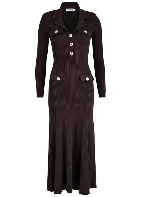 SELF-PORTRAIT-Ribbed-knit maxi dress