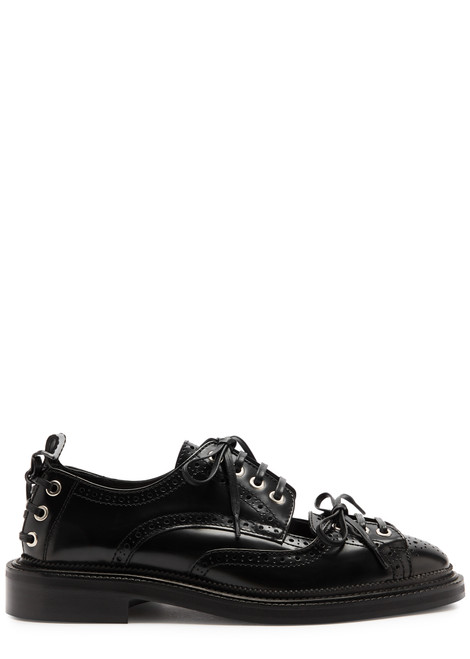 SIMONE ROCHA-Lace-up glossed leather brogues