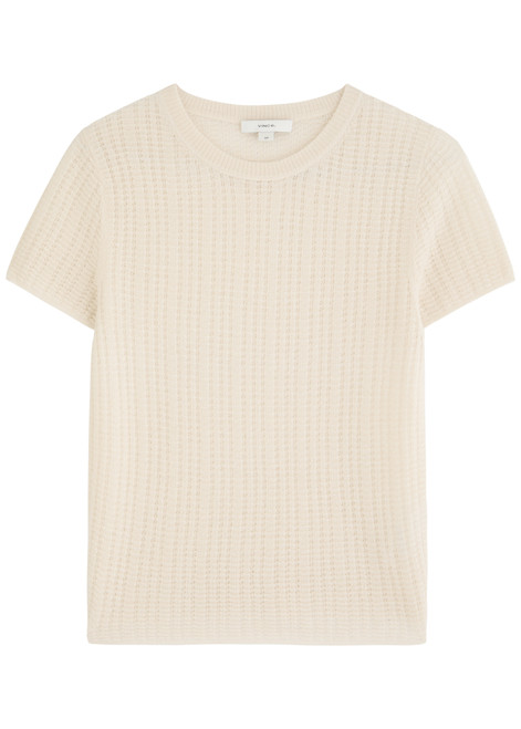 VINCE-Textured cashmere-blend T-shirt