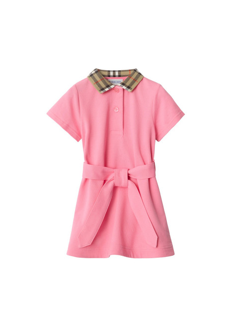 BURBERRY-Check collar cotton polo shirt dress