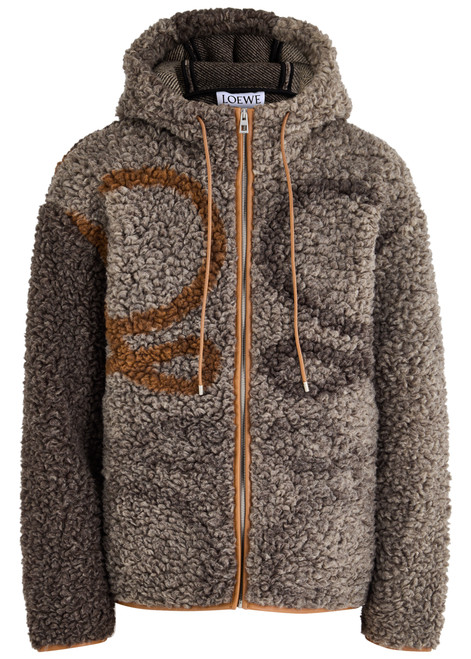 LOEWE-Logo-print hooded fleece jacket