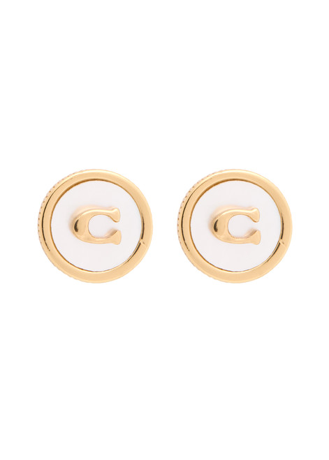 COACH-Logo mother of pearl stud earrings