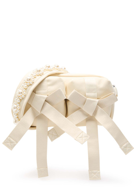 SIMONE ROCHA-Bow faux pearl-embellished nylon cross-body bag