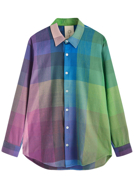 MARRAKSHI-Checked cotton-blend shirt 
