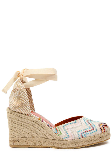 MISSONI-Eva 80 zigzag canvas wedge espadrilles