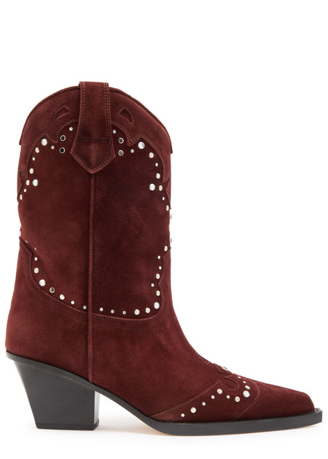 PARIS TEXAS-Janice 60 crystal-embellished suede mid-calf boots