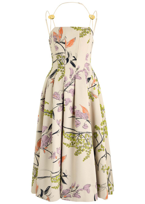 STINE GOYA-Floral-jacquard woven midi dress