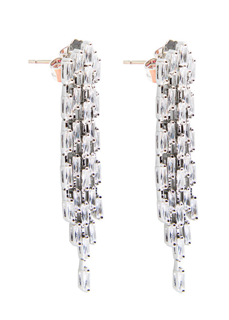 CZ BY KENNETH JAY LANE-Fringe rhodium-plated drop earrings