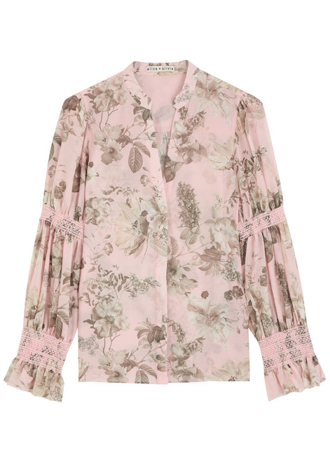 ALICE + OLIVIA-Ilan smocked cotton-blend blouse