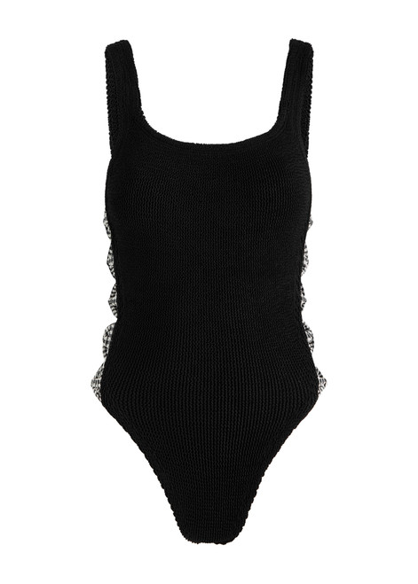 HUNZA G-Tiffany bow-embellished crinkle swimsuit