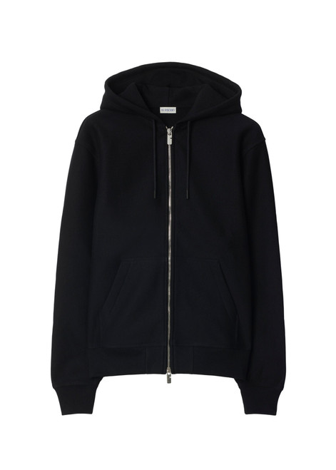 BURBERRY-Logo cotton blend zip hoodie