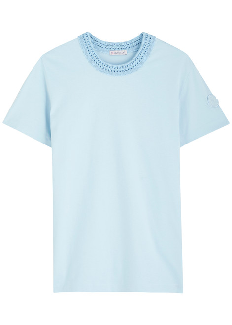 MONCLER-Woven crew-neck cotton T-shirt 