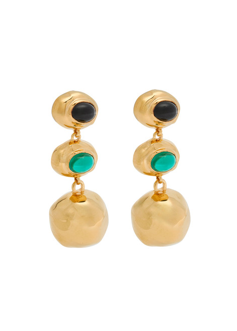 JOANNA LAURA CONSTANTINE-Oval Cabochon 18kt gold-plated drop earrings