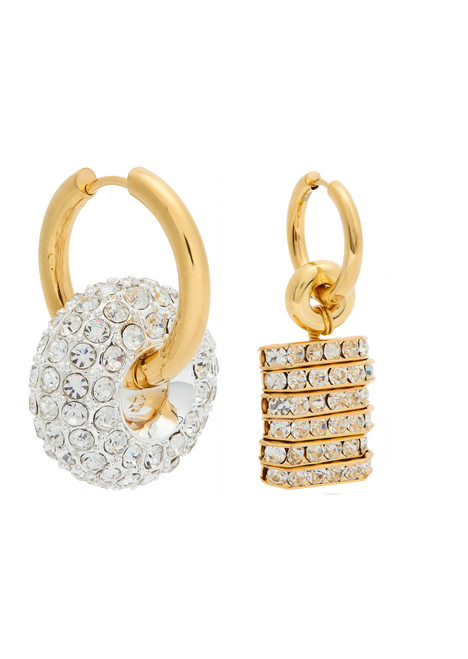 TIMELESS PEARLY-Crystal-embellished 24kt gold-plated hoop earrings