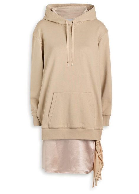 3.1 PHILLIP LIM-Detachable-sweatshirt cotton and satin mini dress