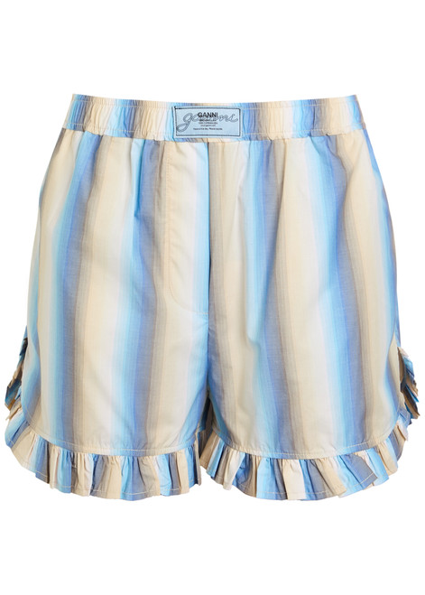 GANNI-Ombre Stripe cotton-poplin shorts