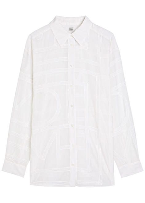TOTEME-Logo semi-sheer cotton-blend pyjama shirt