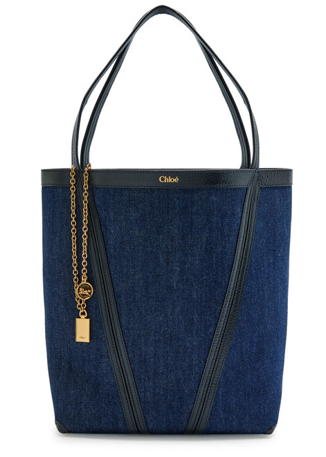 CHLOE-Spin panelled denim tote