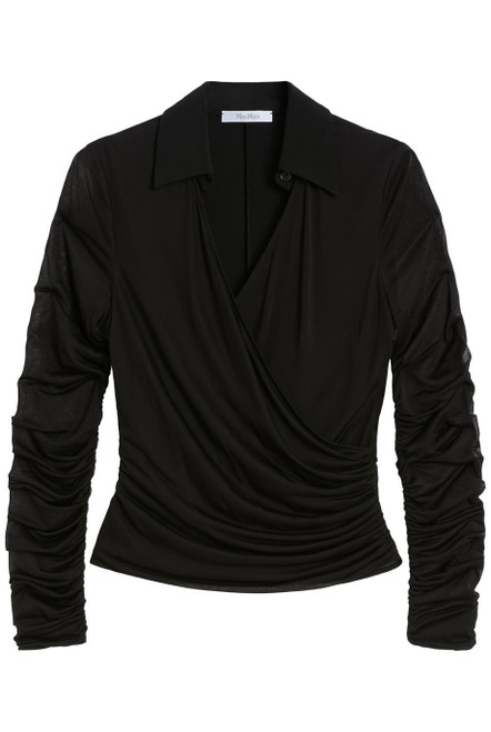 MAX MARA-Jersey and tulle blouse