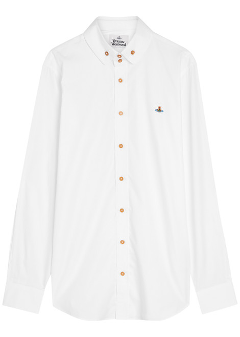 VIVIENNE WESTWOOD-Krall logo-embroidered cotton shirt