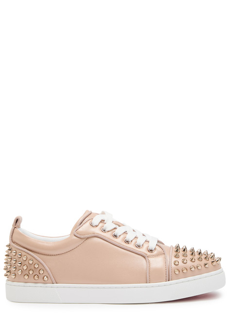 CHRISTIAN LOUBOUTIN-Louise Junior Spikes pearlescent leather sneakers