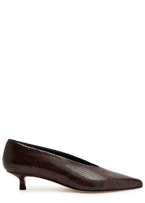 AEYDE-Clara 35 python-effect leather pumps