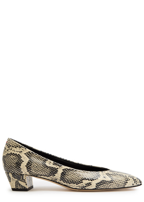AEYDE-Helia 35 python-effect leather pumps