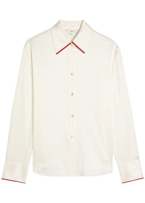 VINCE-Contrasting-trim silk shirt 