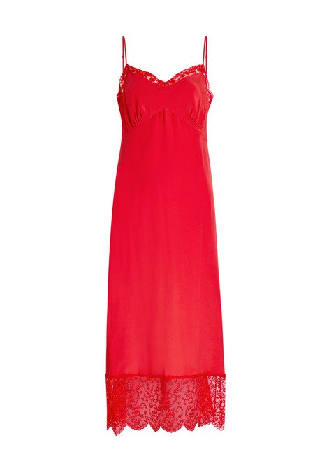 SIMONE ROCHA-Lace-trim crepe de chine midi slip dress