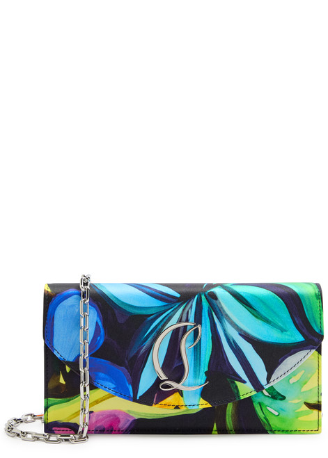 CHRISTIAN LOUBOUTIN-Floral-print satin-crepe clutch