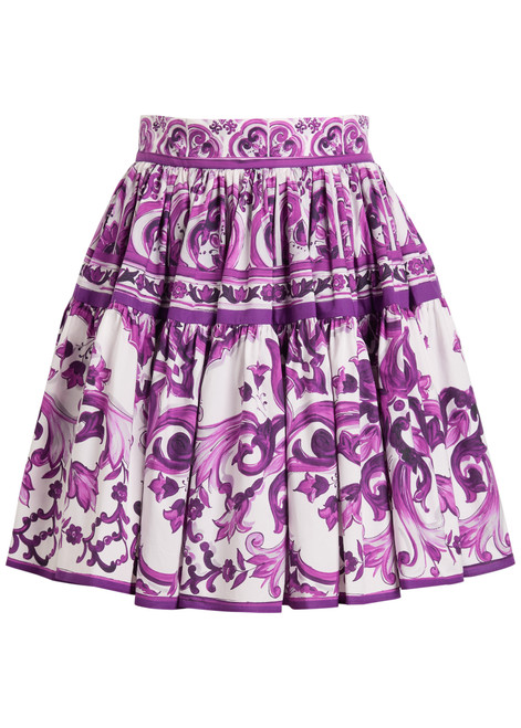 DOLCE & GABBANA-Printed cotton-poplin mini skirt