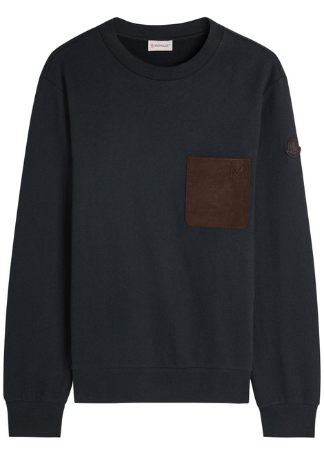 MONCLER-Patch pocket cotton and cashmere-blend sweatshirt
