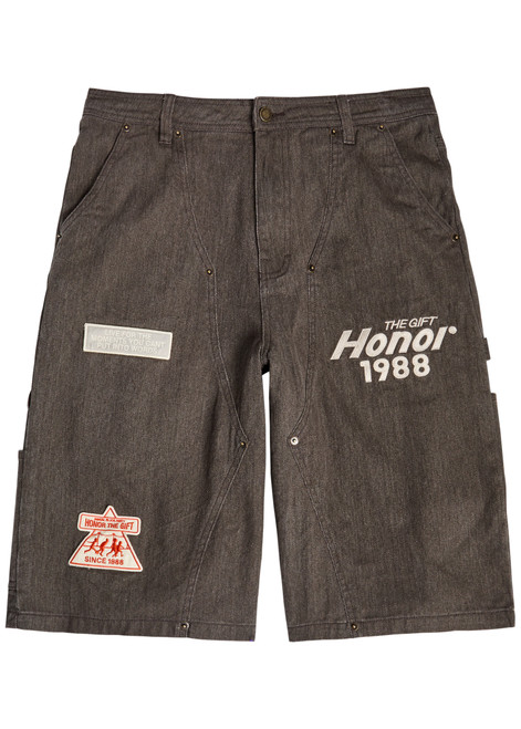 HONOR THE GIFT-Appliquéd twill shorts