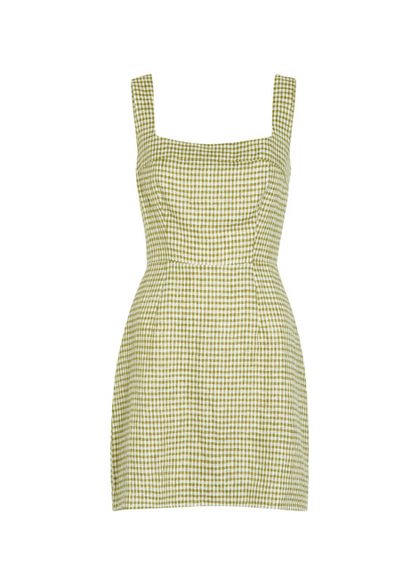 REFORMATION-Celosia gingham-jacquard linen mini dress